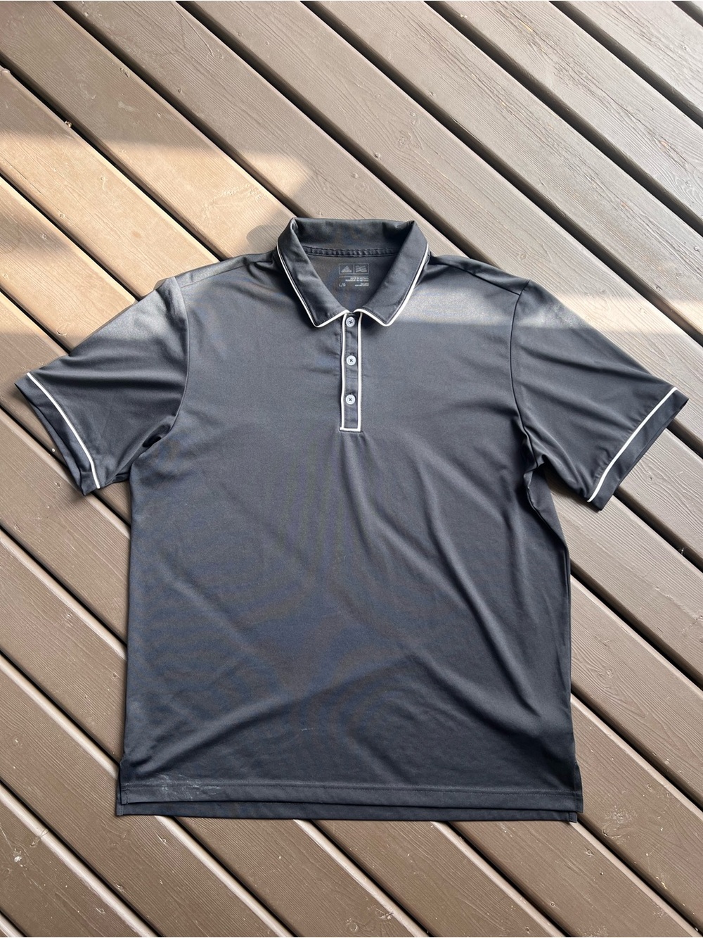 Men's Black Adidas Golf Shirt with Contrast Trim